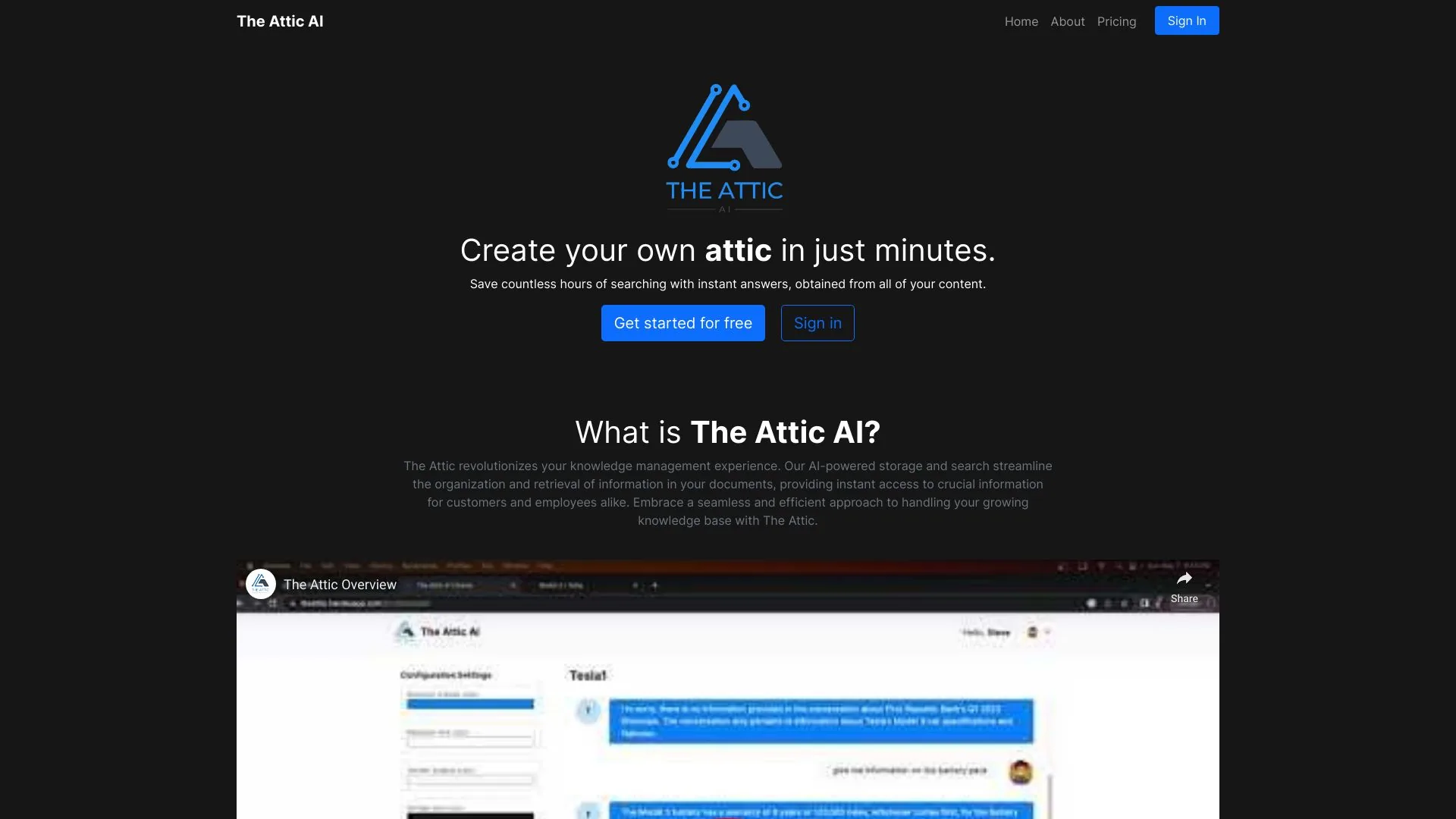 The Attic AI screenshot