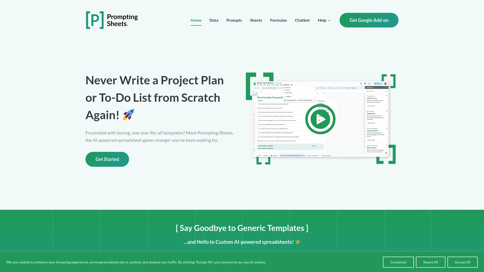 Prompting Sheets screenshot