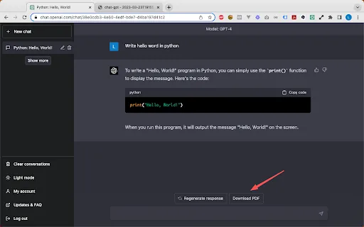 Chat-GPT PDF Extension screenshot