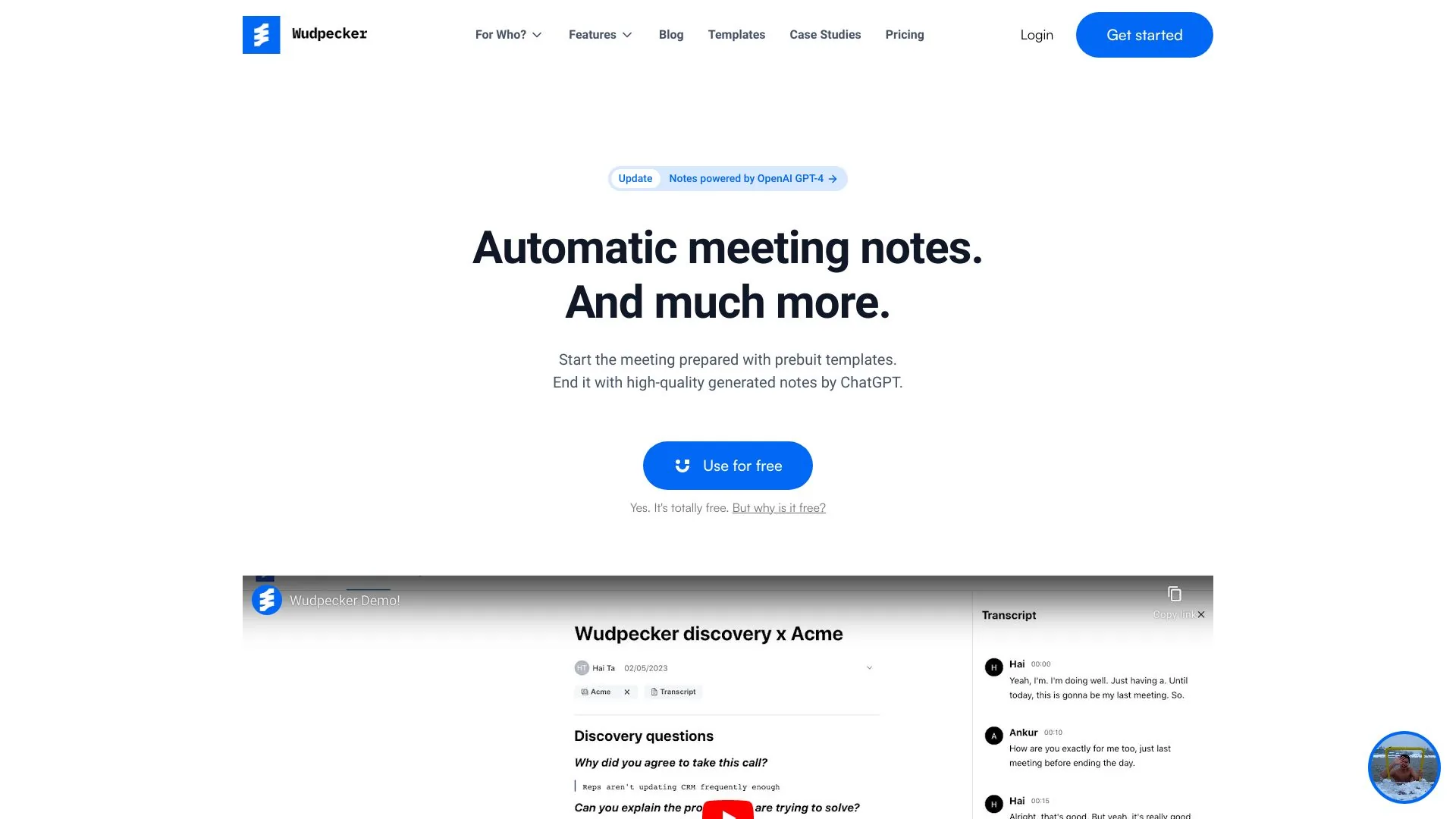 Wudpecker - Your AI Meeting Assistant screenshot