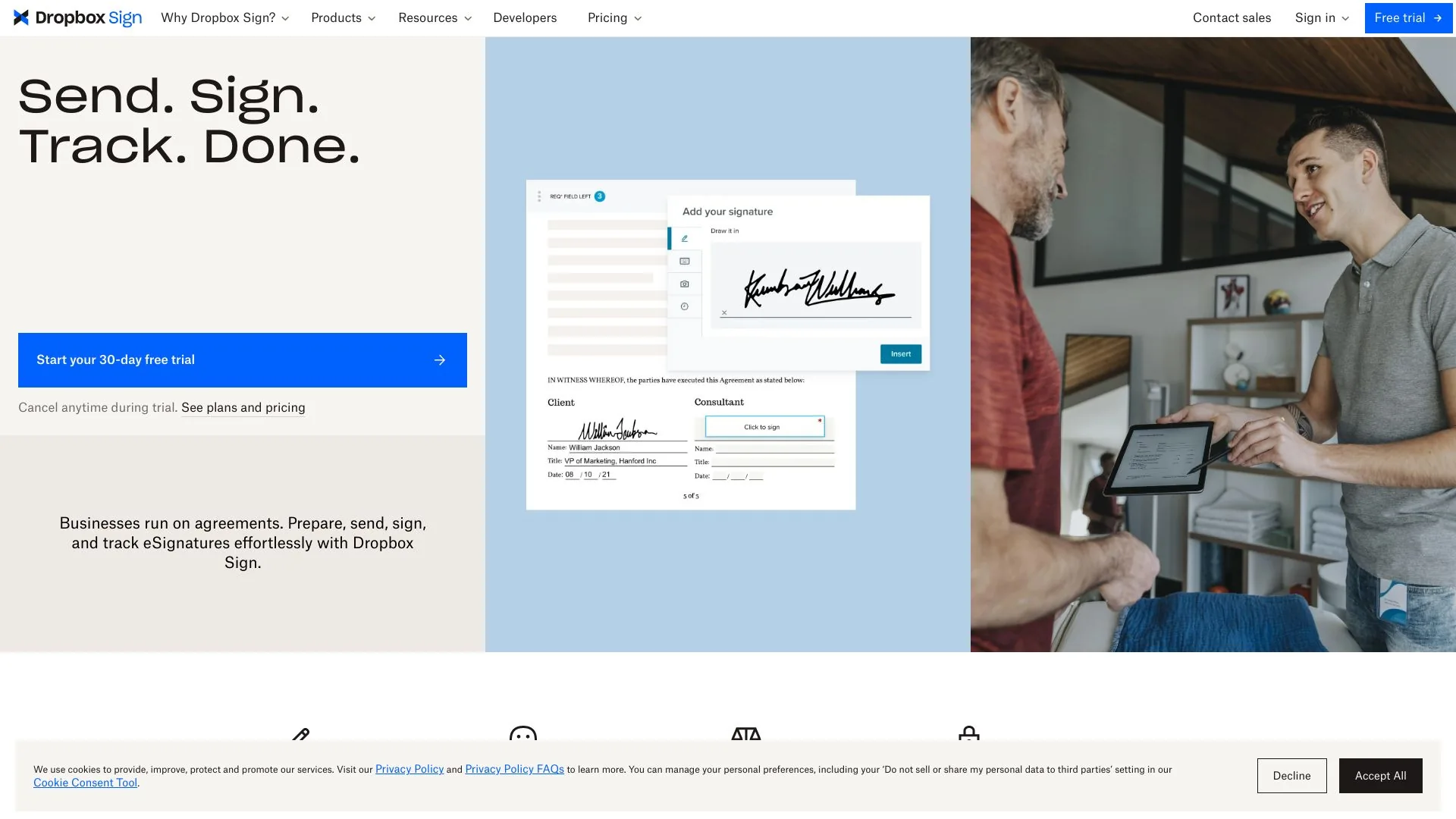 Dropbox Sign网站 screenshot