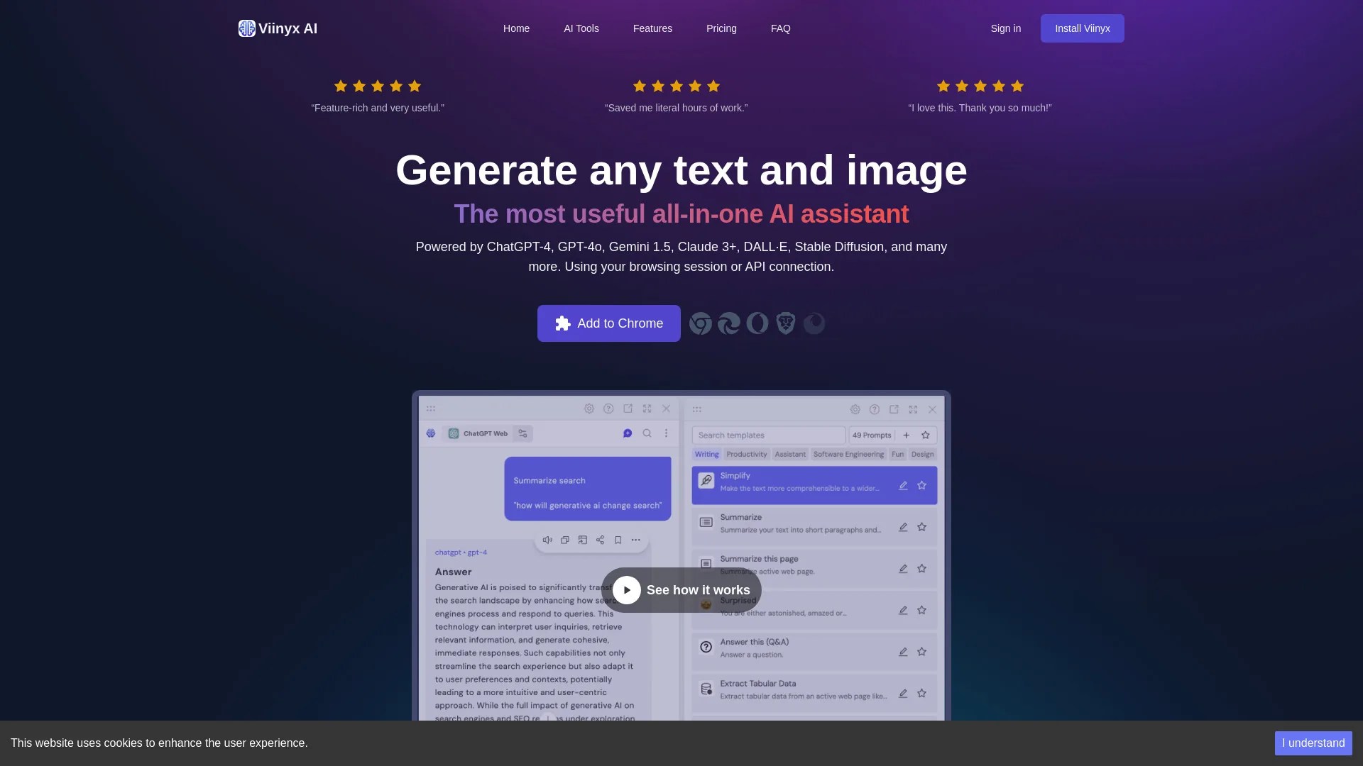 Viinyx AI Browser Assistant screenshot