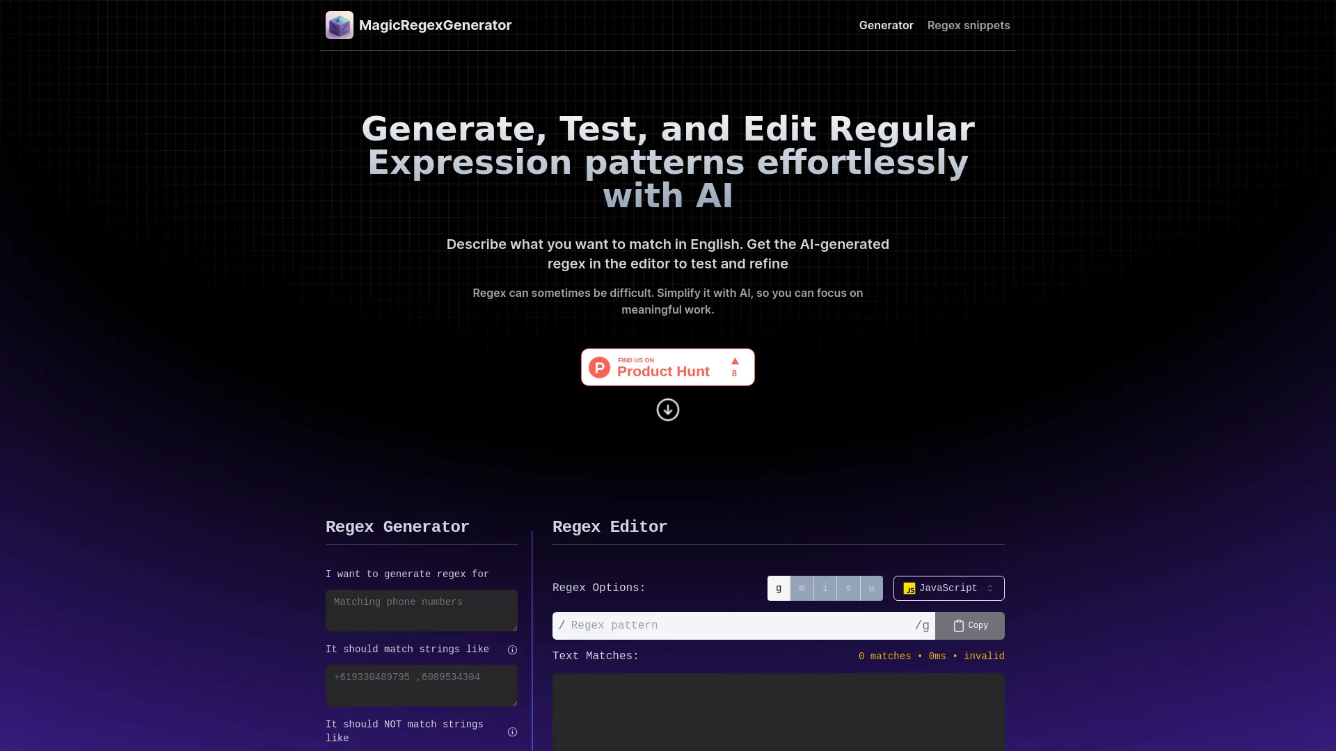 Magic Regex Generator screenshot